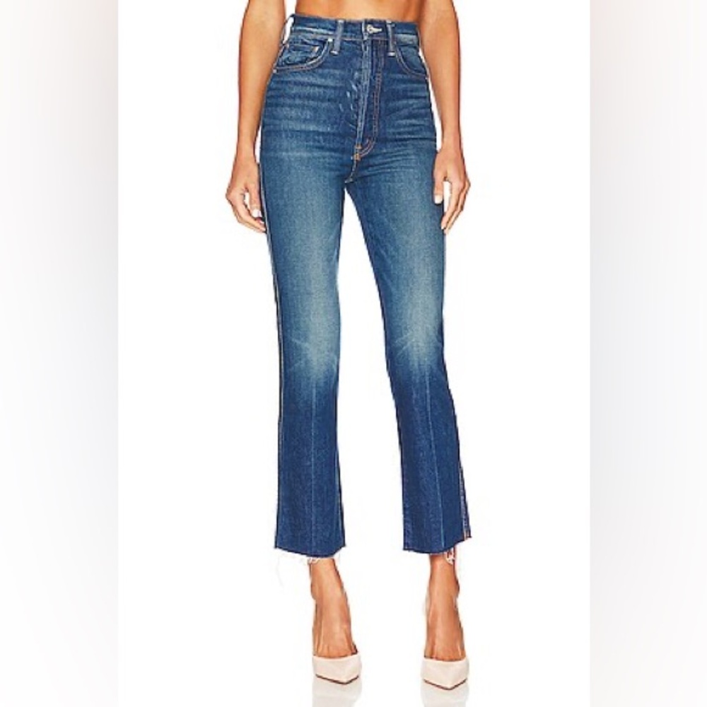 MOTHER Ultra High Waisted Frisky Flood Fray Jeans in size 28.